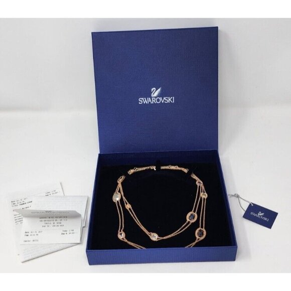 New Swarovski Rose Gold Fragment Multicolor Crystal Double Strand Necklace 2017 - Picture 4 of 16